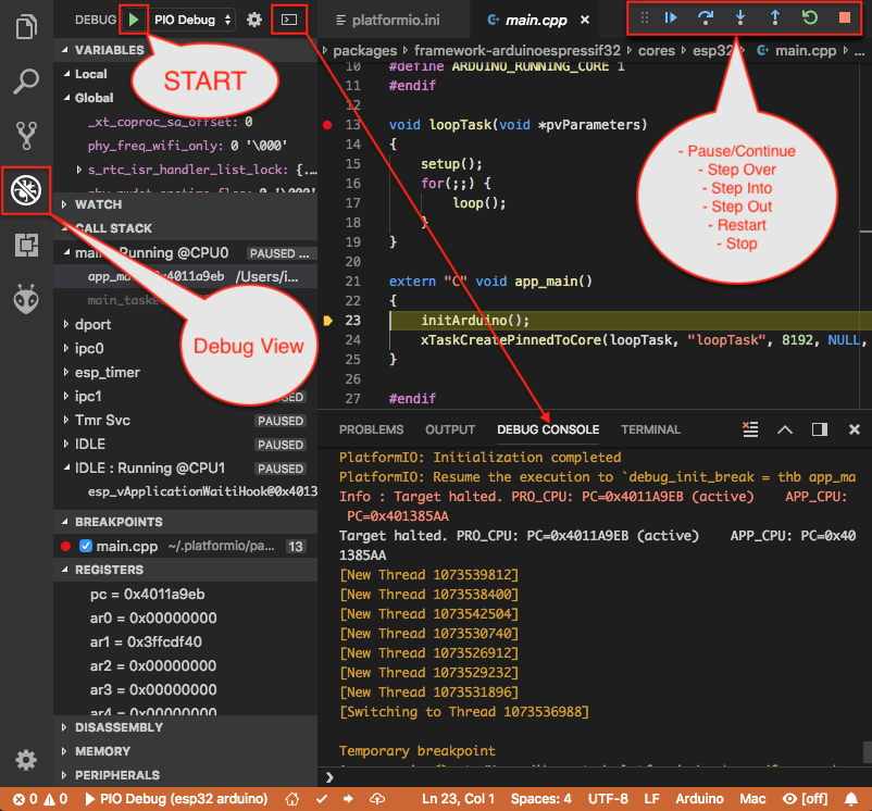 Peripheral register view on PIO debugger not updating - Debugging -  PlatformIO Community